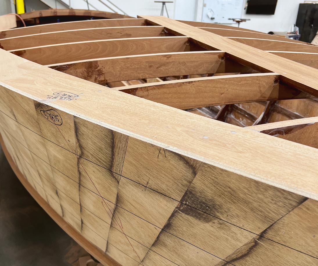 Detail of wooden hull framing